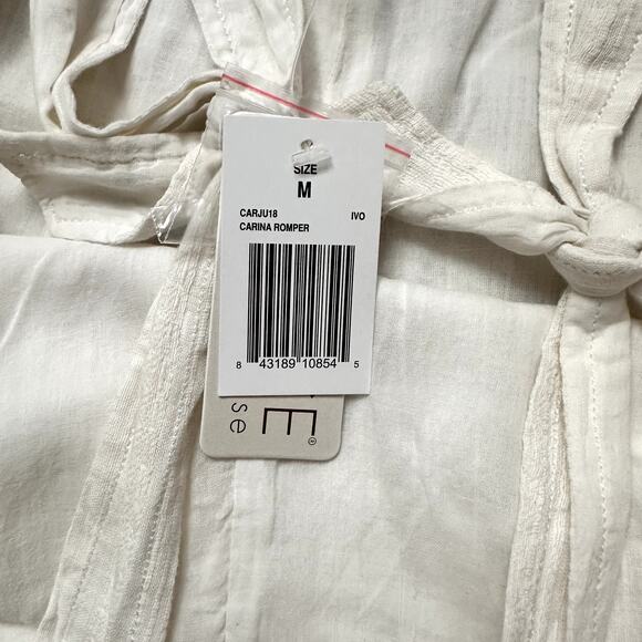 L*Space Carina Woven Overalls Romper in Ivory Size Medium NWT - Picture 12 of 16